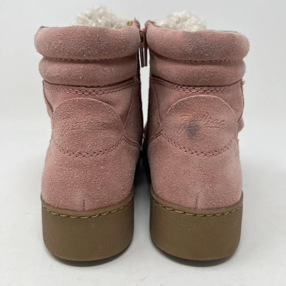 Zodiac Women's 7 Pierson Suede Ankle Lace Up Boots Pink Leather Platform Snow